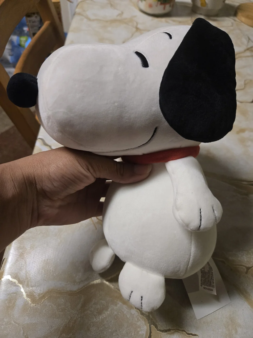 Peanuts Plush Dog Toy - White Body with Black Ears and Red Collar